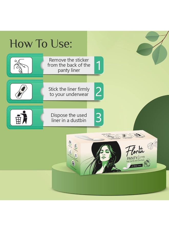 Floren Panty Liners (25 Liners) | Curvy Design for Extra Comfort | Cottony-Soft Surface with 185mm Wide Optimal Coverage - Image 4